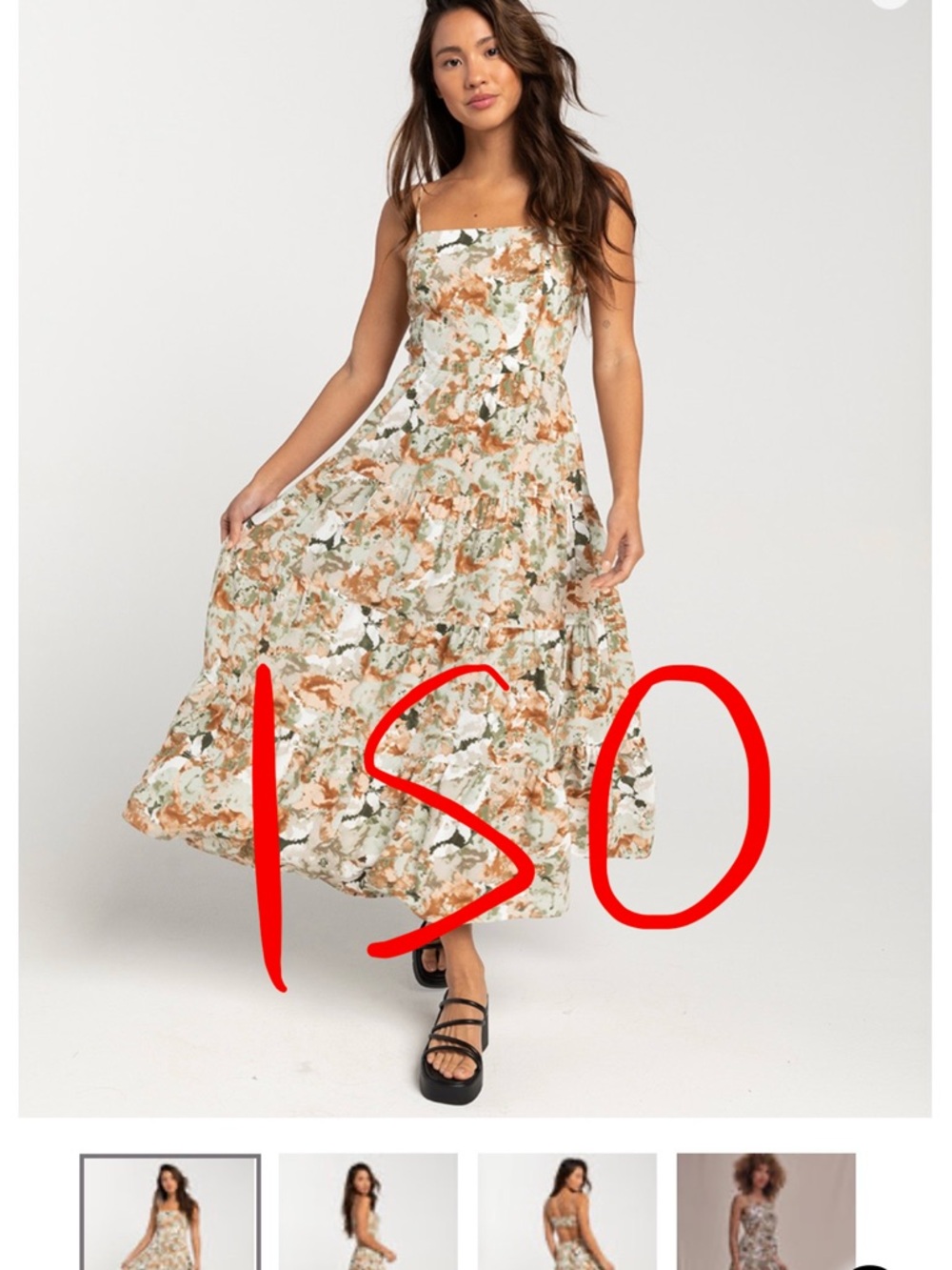 ISO West of Melrose Open Back Womens Tiered Maxi Dress